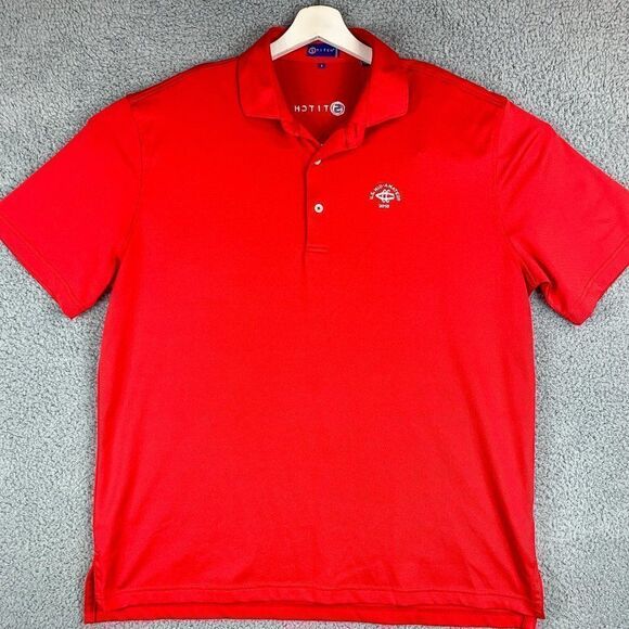 Stitch Golf Polo Shirt Mens Large Red Golfer 2018 US Mid Amateur Golfer Casual - Picture 1 of 13